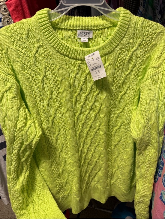 J. Crew Factory Sweaters - J. Crew Factory Neon Lime Cable-Knit Crewneck Sweater